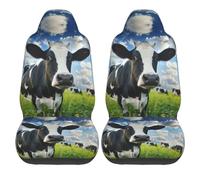 Auto Seat Cover Funny Cow In Green Farm Nature 02 Front Seats Protector Water Resistant Auto Interior Covers Easy Fit Protector For Drive Truck Cars 52X138 Cm