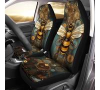 Auto Seat Cover Yellow Bees Gold Bohemian Flowers Blue Vehicle Seat Cover Accessories Protector Easy Clean Auto Interior Covers For Truck Van Suv 52X138 CM