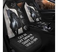 Auto Seat Covers Black Horse Get In Sit Shut Up Hold On Car Bucket Seats Cover Universal Sedans Bucket Seats Covers Colorful Car Back Bucket Protectors For Sedan Suv Trucks 52X138 CM