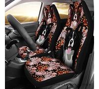 Auto Seat Covers Border Collie Dog Flower Pattern Background Car Back Bucket Protectors Universal Car Front Seat Cover Decor Dirty-Proof Sedans Bucket Seats Covers For Most Automotive 52X138 CM