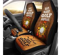 Auto Seat Covers Eat Sleep Golf Repeat Car Front Seat Cover Decor Universal Sedans Bucket Seats Covers Funny Car Back Bucket Protectors For Most Automotive Suv Trucks 52X138 CM