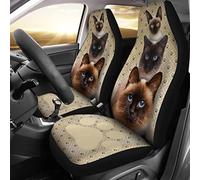 Auto Seat Covers Face Siamese Cat Paw Pattern Background Sedans Bucket Seats Covers Universal Car Back Bucket Protectors Dirty-Proof Car Front Seat Cover Decor For Most Automotive Suv 52X138 CM