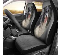 Auto Seat Covers Funny Border Collie Dog Gold Flower Pattern Car Bucket Seats Cover Universal Sedans Bucket Seats Covers Cute Car Front Seat Cover Decor For Most Automotive Suv Trucks 52X138 CM