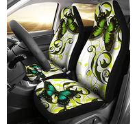 Auto Seat Covers Green Butterfly Cars Bucket Seats Cover Universal Sedans Bucket Seats Covers Comfort Car Front Seat Cover Decor For Most Automotive Suv Trucks 52X138 CM