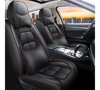 Auto Seat Covers Set Universal Pu Leather Car Seat Cover For BMW For G20 Auto Accessories Interior Details Seat Protectors(Black pillow)
