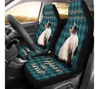 Auto Seat Covers Siamese Cat Why Hello Car Front Seat Cover Decor Universal Sedans Bucket Seats Covers Comfort Car Back Bucket Protectors For Trucks Most Automotive Suv 52X138 CM