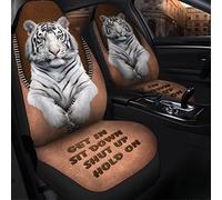 Auto Seat Covers White Tiger Get In Sit Shut Up Hold On Car Back Bucket Protectors Universal Sedans Bucket Seats Covers Colorful Car Front Seat Cover Decor For Most Automotive 52X138 CM