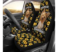 Auto Seat Covers Yorkshire Terrier You'Re My Sunshine Sunflower Cars Bucket Seats Cover Universal Sedans Bucket Seats Covers Dirty-Proof Car Front Seat Cover Decor For Most Automotive 52X138 CM