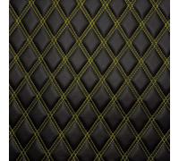 Auto Silicone Hoses Diamond Quilted Padded Faux Leather Upholstery Fabric Yellow Stitch 1.3M Wide X 11M Car Van Camper Seat Trim Lining
