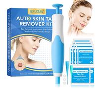 Auto Skin Tag Removal Tool Kit, 2 in 1 Skin Tag Remover Device, 2mm to 8mm Auto Wart Remover,Safe & Painless & Easy Remover Clear Skin Tag & Mole at Home,with 40 Removal Bands& 10 Cleansing Wipes-Blue