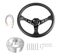 Auto Sport Drifting Steering Wheels 350mm 14inch With Adapter Plate 70mm PCD Paddle Shifter(Black with Silver)