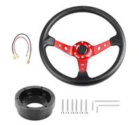 Auto Sport Drifting Steering Wheels 350mm 14inch With Adapter Plate 70mm PCD Paddle Shifter(RED with black)
