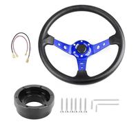 Auto Sport Drifting Steering Wheels 350mm 14inch With Adapter Plate 70mm PCD Shift Paddle Extension(Blue With black)