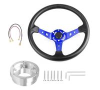 Auto Sport Drifting Steering Wheels 350mm 14inch With Adapter Plate 70mm PCD Shift Paddle Extension(Blue with Silver)