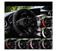 Auto Steering Wheel Cover 1 PU Leather Soft Three Dimensional Embroidered Diamond Encrusted Elastic Car Steering Wheel Cover Without Inner Ring(WHITE)