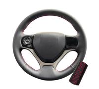 Auto Steering Wheel Cover For Civic For 9th 2012 2013 2014 2015 Hand Braid Car Steering Wheel Cover Protection Soft Perforated Microfiber Leather Trim(Red Thread)