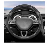 Auto Steering Wheel Cover Suitable Breathable Holes Leather Steering Wheel Cover Segmented For SKODA For Elroq Enyaq Coupe Fabia Scala Superb Octavia Combi(Black Round 3PC)