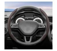 Auto Steering Wheel Cover Suitable Breathable Holes Leather Steering Wheel Cover Segmented For SKODA For Elroq Enyaq Coupe Fabia Scala Superb Octavia Combi(Mocha Round 2PC)