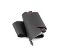 Auto Steering Wheel Protector For Scion IA 2016 Perforated Microfiber Leather Car Braid Steering Wheel Cover(Black-red line)