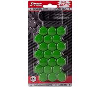 AUTO-STYLE J-Tec Set universal wheel nut/bolt covers - Green Synthetic Material - 17mm - set of 20+1 pieces