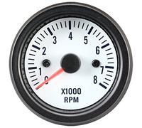 AUTO-STYLE Performance Instrument White Tachometer >8000rpm 2/3/4/5/6/8 cyl. 52mm