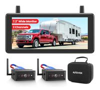 AUTO-VOX 2 Magnetic Wireless Reversing Camera: Super Strong Signal Coverage,1-Min Magnetic Installation, 7.2“ 1080P Dual-Split Monitor with DVR, IP69K Waterproof Reverse Camera for Trailer, motorhome