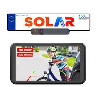 AUTO-VOX Solar Wireless Reversing Camera 5" 1080P Monitor: 5000mAh Battery 2 Mins DIY Installation & 2 Split Screen Reverse Cameras Kit, IP69K Waterproof Reversing Camera for Car Van SUV Truck Trailer