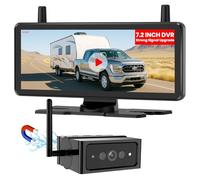 AUTO-VOX Solar Wireless Reversing Camera 5" 1080P Monitor: 5000mAh Battery 2 Mins DIY Installation & 2 Split Screen Reverse Cameras Kit, IP69K Waterproof Reversing Camera for Car Van SUV Truck Trailer