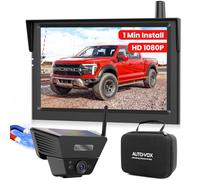 AUTO-VOX Solar Wireless Reversing Camera Kit: 1-Min DIY Install, 5" 1080P HD Dual Channel Monitor, Protective Carry Case, Stable Signal, IP69 Waterproof Magnetic Reverse Camera for Motorhome,Trailer