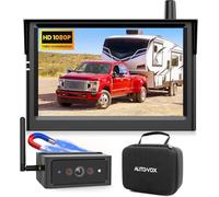 AUTO VOX Wireless Reversing Camera Kit Magnetic: 5" Portable No Wiring 1 Min Install Trailer Hitch Camera, 2-Channel HD 1080P Monitor & IR Night Vision Reverse Camera Systems for Caravan, Motorhome