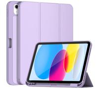 [Auto Wake/Sleep] Slim Folding Stand Cover with Soft PU Back Cover, Please See Black for Compatibility - Purple