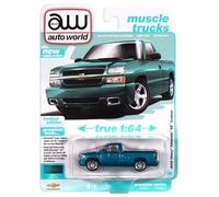 Auto World 1:64 2005 Chevrolet Silverado SS Custom Single Cab Version A - Teal Turquoise Metallic