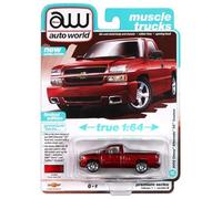 Auto World 1:64 2005 Chevrolet Silverado SS Custom Single Cab Version B - Candy Apple Red Metallic