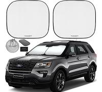 Autoamerics Windshield Sun Shade 2-Piece Foldable Car Front Window Sunshade for Most Sedans SUV Truck - Auto Sun Blocker Visor Protector Blocks Max UV Rays and Keeps Your Vehicle Cool (Universal Fit)