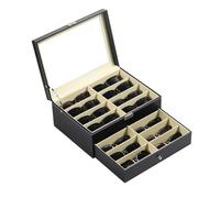 AUTOARK Leather 16 Piece Eyeglasses Storage and Sunglass Glasses Display Drawer Lockable Case Organizer,Black,AW-093