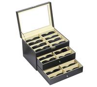 AUTOARK Leather 24 Piece Eyeglasses Storage and Sunglass Glasses Display Drawer Lockable Case Organizer,Black,AW-095