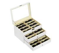 AUTOARK Leather 24 Piece Eyeglasses Storage and Sunglass Glasses Display Drawer Lockable Case Organizer,White,AW-172