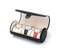 AUTOARK Leather Roll Traveler's Watch Storage Organizer for 3 Watch and / or Bracelets,Black,AW-006