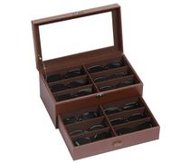 AUTOARK Leather & Velvet Clear Lid 12 Piece Eyeglasses Storage and Sunglass Glasses Display Drawer Lockable Case Organizer,Coffee,AW-164