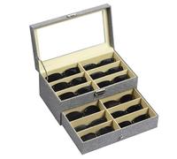 AUTOARK Linen 12 Piece Eyeglasses Storage and Sunglass Glasses Display Drawer Lockable Case Organizer,Grey,AW-096