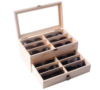 AUTOARK Pine Wood 12 Piece Eyeglasses Storage and Sunglass Glasses Display Drawer Lockable Case Organizer,DIY Colors,AW-171