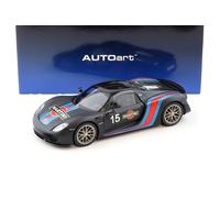AUTOart 1/18 Porsche 918 Spyder Weissach Package Black/Martini Stripe 77929 NEW