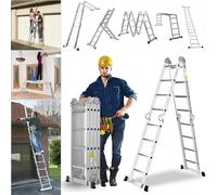 AutoBaBa 4.7M Multi-Purpose Aluminium Folding Extendable Ladder, 14-in-1 Telescopic, 150kg Max Load