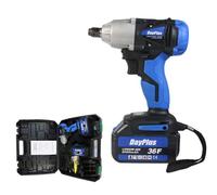 AutoBaBa Electric Impact Wrench 18V with 6.0Ah Li-ion Battery, 1/2 Inch Square Drive w/LED Light, High Torque 420Nm, Cordless Impact Gun - Variable Speed w/Socket Set & Case (1-Battery)