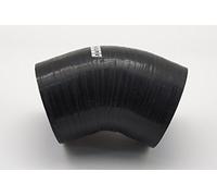 Autobahn88 Automotive Silicone Hose Bend, 45-Deg Elbow Coupler, ID=1.75" (45mm), Leg Length 3.13" (80mm), Wall Thickness= 0.16" (4mm), 3-Ply, Black