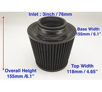 Autobahn88 Stainless Mesh High Flow Air Intake Cone Filter, 3" (76mm) Inlet (Black)