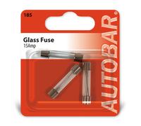 Autobar 15A Glass Fuses Automotive Electrical Circuit Protection Pack Car Van