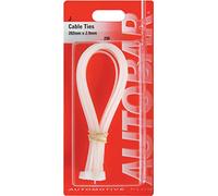 Autobar 296 Pack of 8 Multi-Purpose Cable Ties 202mm x 2.9mm - Perfect for Home, Garage, Office & Workshop - White