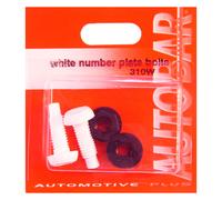 Autobar Number Plate Nuts & Bolts White Twin Pack 2 Pack White