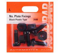 Autobar Plastic Car Number Plate Fixings Black 4 Pack Black